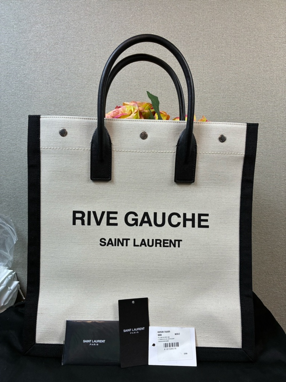 Saint Laurent YSL Rive Gauche North South Printed Linen Tote - NWT $1900 Retail